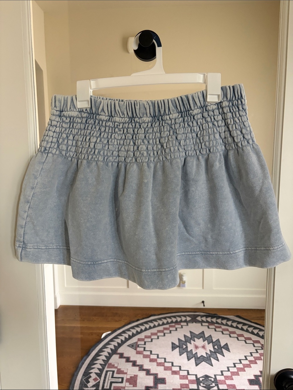 aerie Light Blue Smocked Mini Skirt